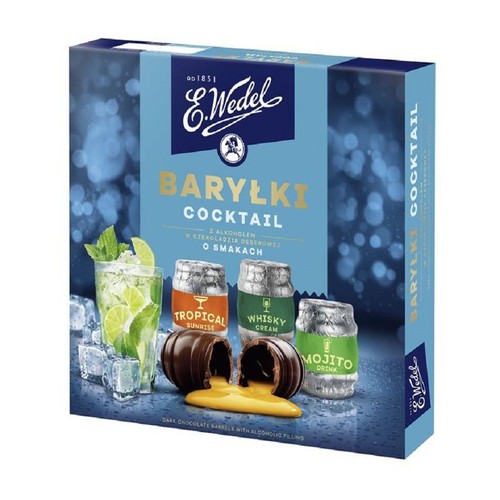 Baryłki Cocktaili z alkoholem w czekoladzie deserowej E.Wedel 200 g