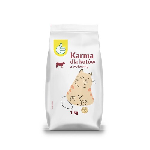 Karma sucha dla kotów z wołowiną Auchan 1 kg