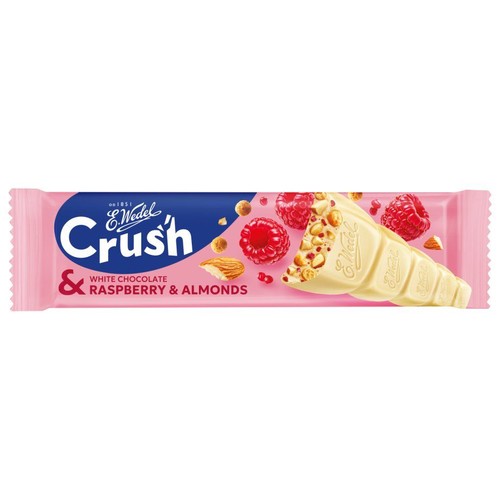Baton Crush z białej czekolady z malinami i migdałami E.Wedel 25 g