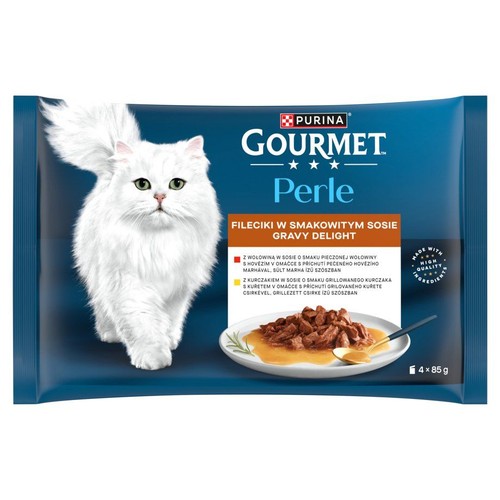 Karma mokra fileciki drób-wołowina dla kotów Gourmet 4 x 85 g