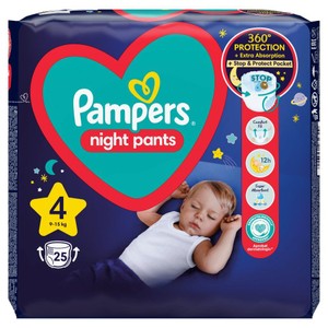 Pieluchmajtki nocne 4 9-15 kg Pampers 25 sztuk