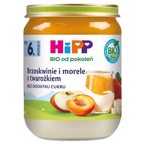 BIO Brzoskwinie i morele z twarożkiem po 6. miesiącu HiPP 160 g