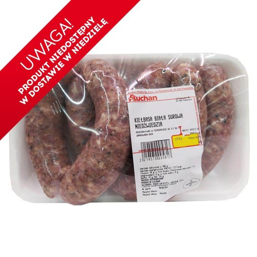 Kiełbasa biała z czosnkiem niedźwiedzim Auchan na wagę ok. 600 g