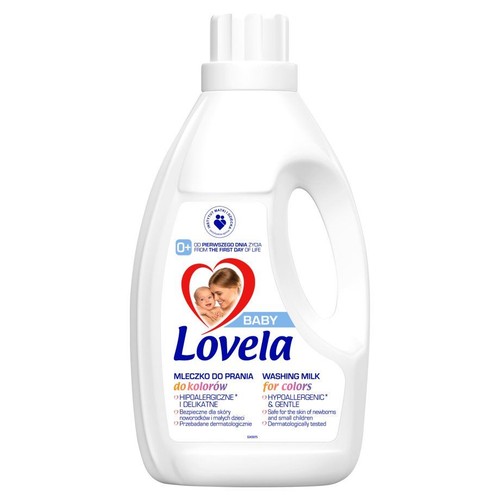Mleczko do prania Lovela Baby 0+ do kolorów. Hipoalergiczne i delikatne dla skóry dzieci.