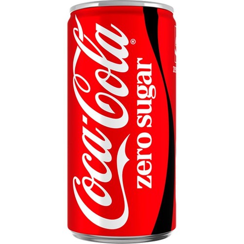 Czerwona puszka Coca-Cola bez cukru z białym logo.