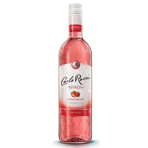 Wino musujące różowe słodkie Refresh Strawberry o smaku truskawkowym alk. 10,% ojb. Carlo Rossi 750 ml