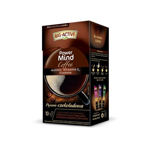 Napój kawowy Power Mind o smaku czekoladowym z witaminą B6, i magnezem Big-Active 10 x 10 g