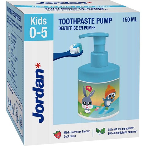 Pasta do zębów w pompce, dla dzieci 0-5 lat, o smaku truskawki  Jordan 150 ml