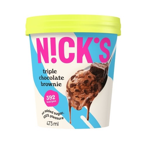 Lody Triple Chocolate Brownie bez cukru Nick's 473 ml