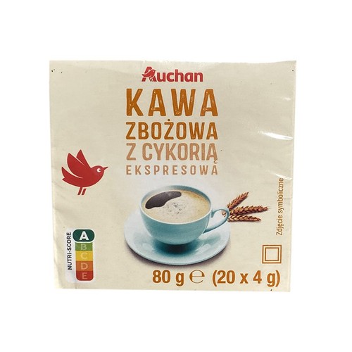 Kawa zbożowa bezkofeinowa Auchan 20 torebek