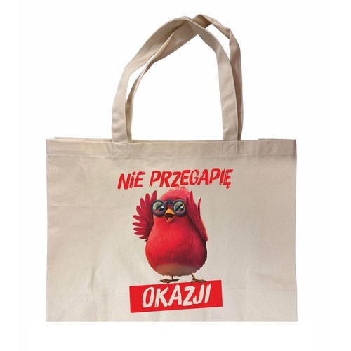 Torba zakupowa bawełniana "Nie przegapię" 38 x 42 cm Auchan 1 sztuka Auchan 1 szt.