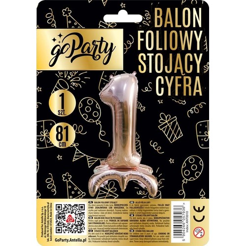 Balon foliowy stojący cyfra 1  GoParty 1 sztuka