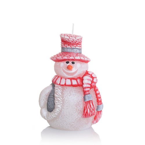 Świeca Bałwanek Figurka 12,5 cm biało-czerwona Bartek Candles 1 sztuka