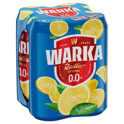  Piwo bezalkoholowe smakowe Radler Cytryna alk. 0,0% obj. Warka 4 x 500 ml