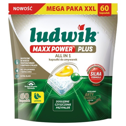 Kapsułki do zmywarek All in 1 Maxx Power Plus lemon Ludwik 60 kapsułek