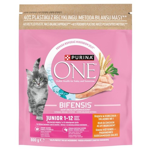 Karma sucha dla młodych kotów z kurczakiem PURINA ONE 800 g