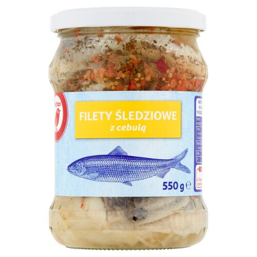 Filety śledziowe bez skóry marynowane z cebulą  Auchan 380 g