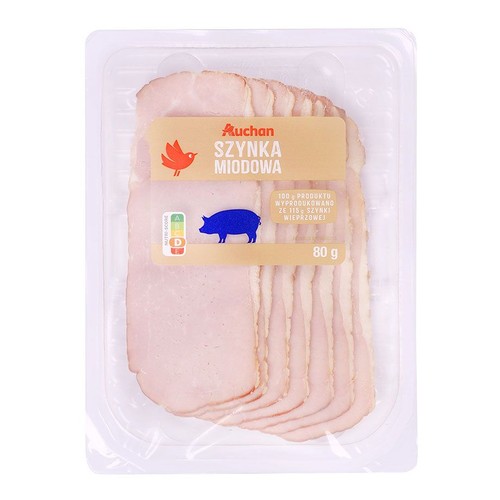 Szynka miodowa plastry Auchan 80 g