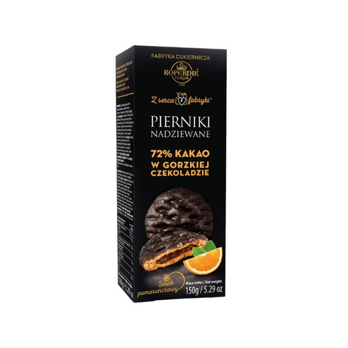 Pierniki nadziewane w gorzkiej czekoladzie smak pomarańczowy Kopernik 145 g
