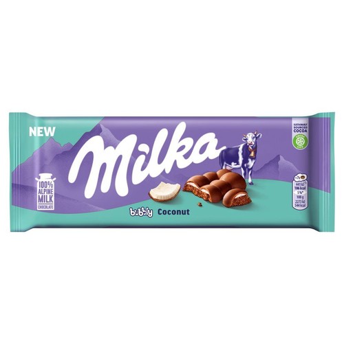 Czekolada mleczna bubbly Coconut Milka 97 g