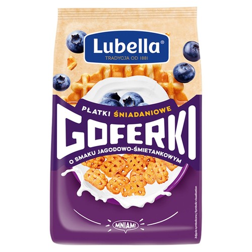 Płatki Goferki o smaku jagodowo-śmietankowym Lubella 400 g