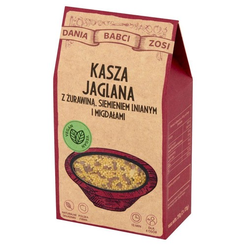 Kasza jaglana z żurawiną siemieniem lnianym i migdałami Dania Babci Zosi 2 x 125 g