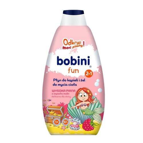 Płyn do kąpieli i żel do mycia ciała 2w1 o zapachu malin Bobini 500 ml