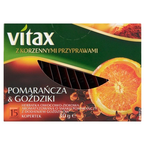 Herbatka owocowo-ziołowa pomarańcza & goździki Vitax 15 torebek