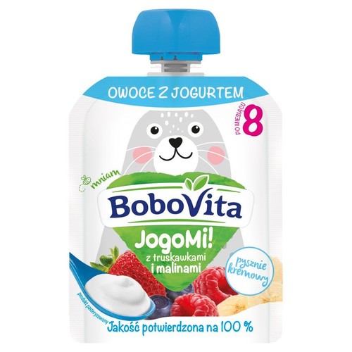 JogoMi z truskawkami i malinami po 8 miesiącu BoboVita 80 g 