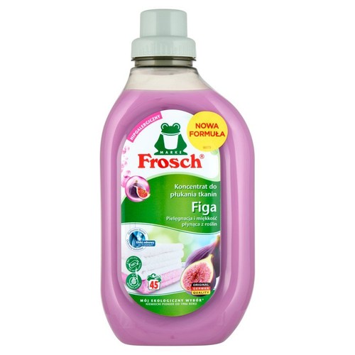Frosch koncentrat do płukania tkanin Figa, hipoalergiczny, 45 prań. Fioletowa butelka z grafiką figi.