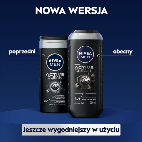 Żel pod prysznic Active Clean NIVEA MEN 250 ml
