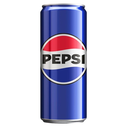 Aluminiowa puszka Pepsi w kolorze niebieskim, z napisem "PEPSI" na środku.