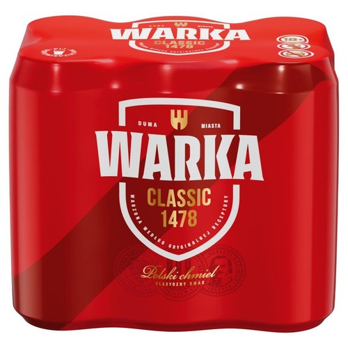 Piwo jasne pasteryzowane alk. 5,2% obj.  Warka 6 x 500 ml