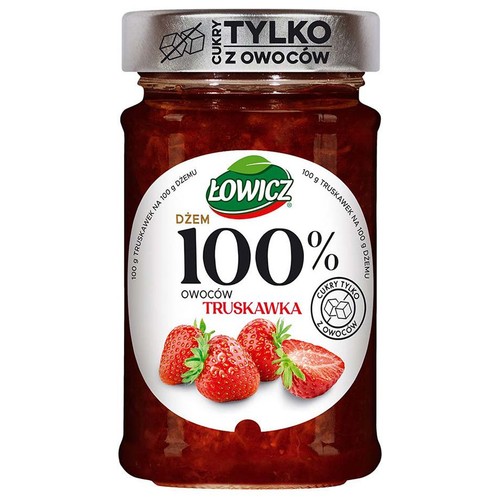 Dżem z truskawek o obniżonej zawartości cukrów Łowicz 210 g