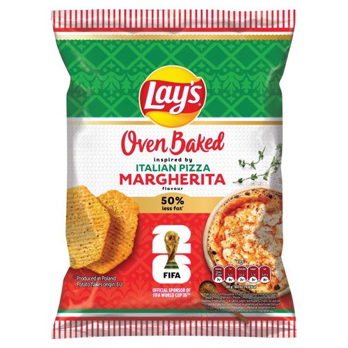 Opakowanie chipsów Lay's Oven Baked o smaku włoskiej pizzy Margherita.