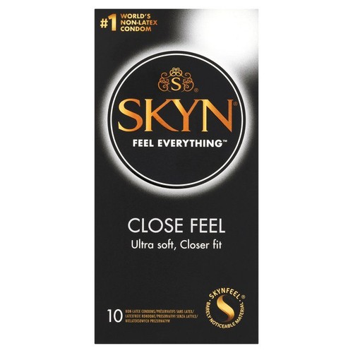 Opakowanie prezerwatyw SKYN Close Feel, 10 sztuk, bez lateksu, ultra miękkie.