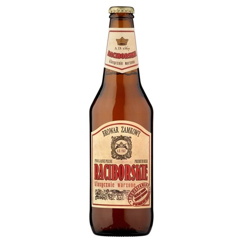 Piwo jasne pełne lager Raciborskie Klasyczne alk. 5,0% obj. Browar Zamkowy  500 ml