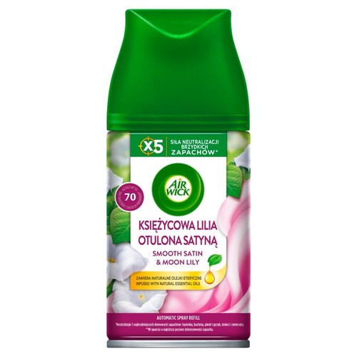 Wkład Air Wick do odświeżacza automatycznego o zapachu Księżycowej Lilii. Skutecznie neutralizuje brzydkie zapachy.