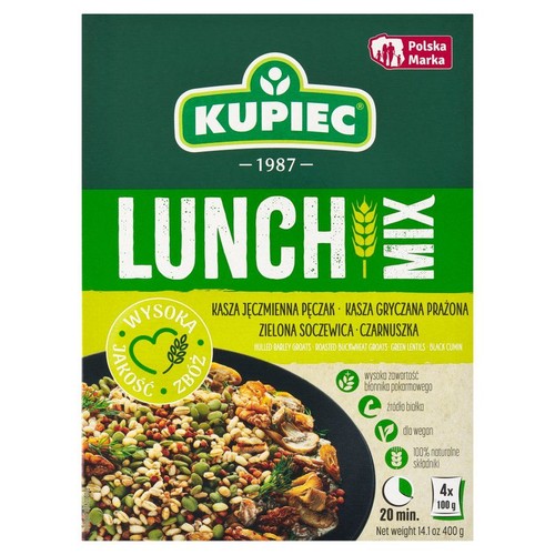 Kasza jęczmienna i gryczana z soczewicą i czarnuszką Kupiec 4 x 100 g