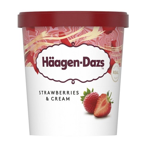 Lody Strawberries & Cream    Häagen-Dazs 460ml