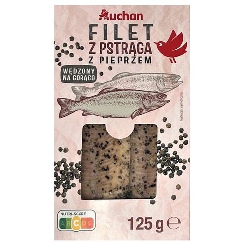 Filety z pstrąga wędzonego z pieprzem Auchan 125 g