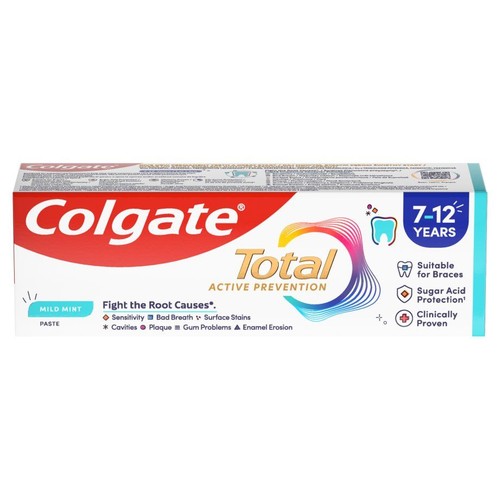 Pasta do zębów Colgate Total Active Prevention, łagodna mięta. Chroni przed próchnicą, płytką nazębną i erozją szkliwa.
