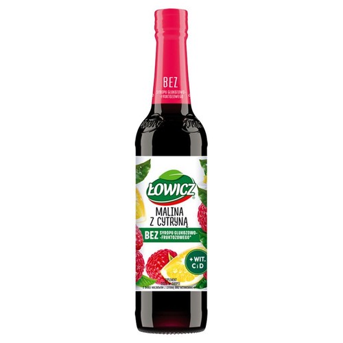 Syrop o smaku malinowym z cytryną oraz witaminami C i D Łowicz 400 ml