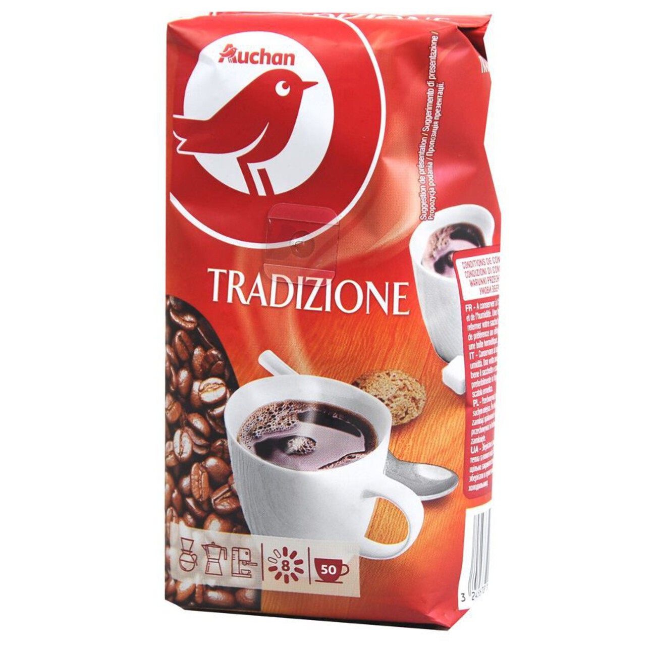 Kawa ziarnista Tradizione intensywność 8/10 Auchan 250 g