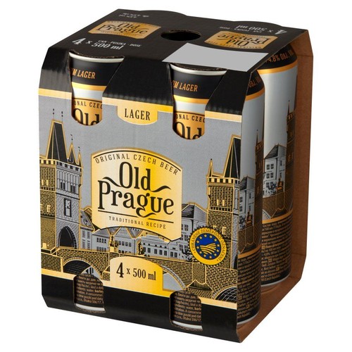 Piwo jasne Premium Lager alk. 4,8% obj. Old Prague 4 x 500 ml
