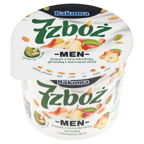 7 Zbóż men jogurt z brzoskwinią gruszką i zbożami Bakoma 300 g