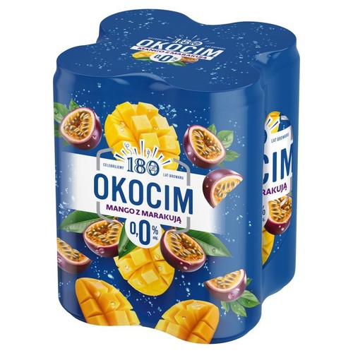 Piwo bezalkoholowe smakowe Radler Mango z Marakują alk. do 0,5% obj. Okocim 4 x 500 ml