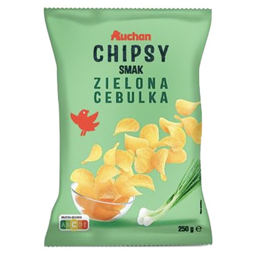 Chipsy o smaku zielonej cebulki Auchan 250 g
