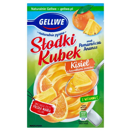 Słodki kubek kisiel smak pomarańcza ananas  Gellwe 30 g