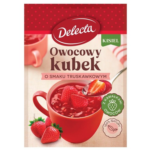 Owocowy kubek kisiel o smaku truskawkowym   Delecta 30 g